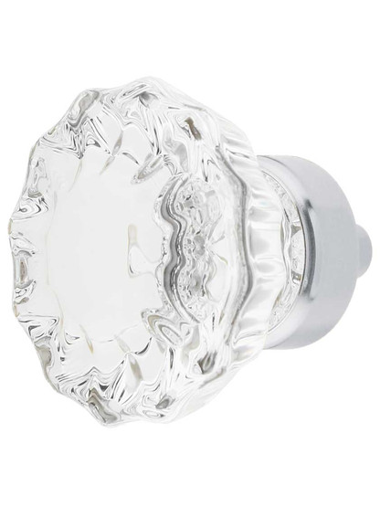 Fluted Lead-Free Crystal Cabinet Knob - 1 3/8 inch Diameter in Polished Chrome.